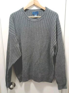 Towncraft Men's Gray Ribbed Knit Long Sleeve Pullover Sweater  Size XXL